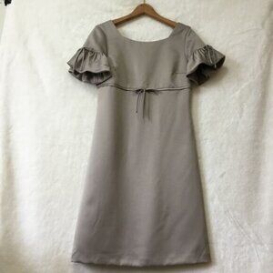 Tahari Gray Ruffled Short Sleeve Dress